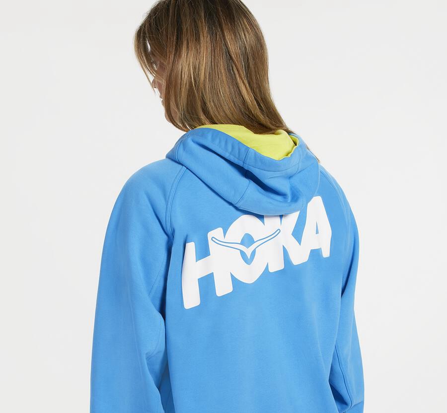 Hoka One One Kapşonlu Sweatshirt Kadın Mavi - Bondi - UM8904752